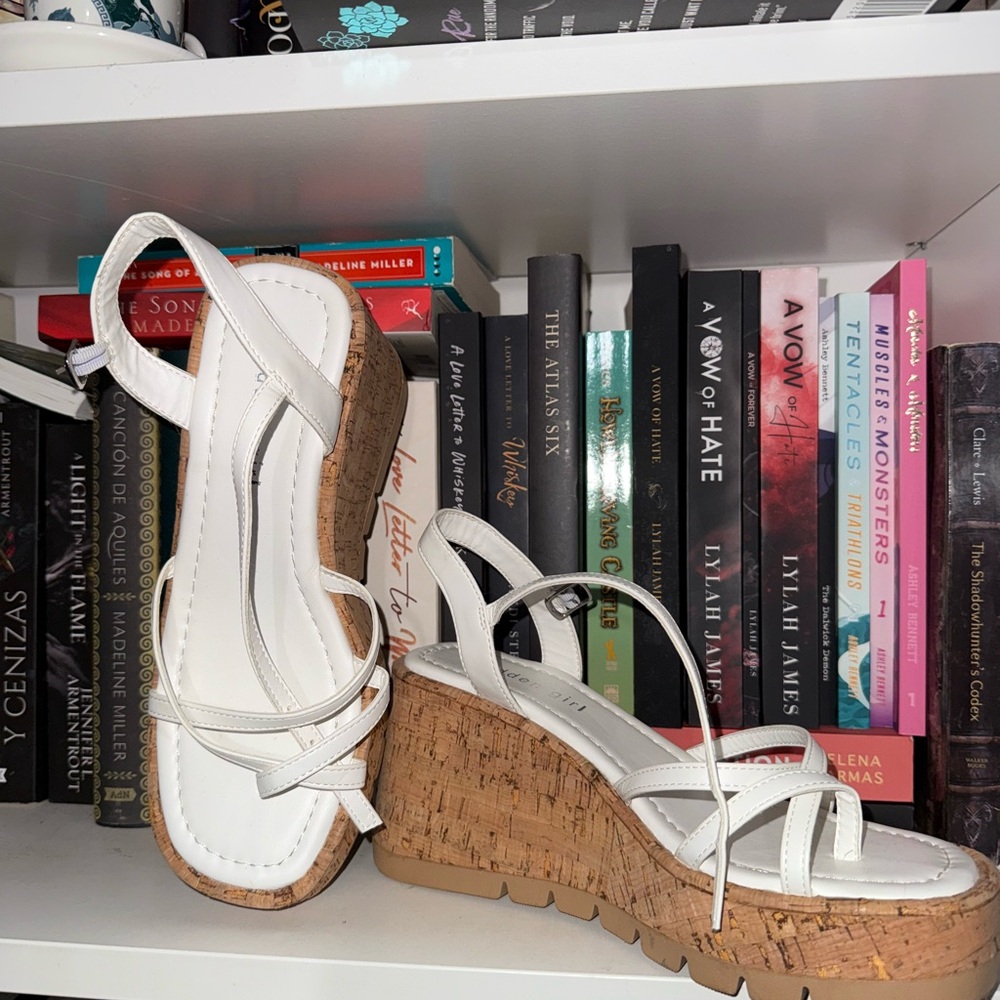 Madden Girl White Strappy Wedge Sandals